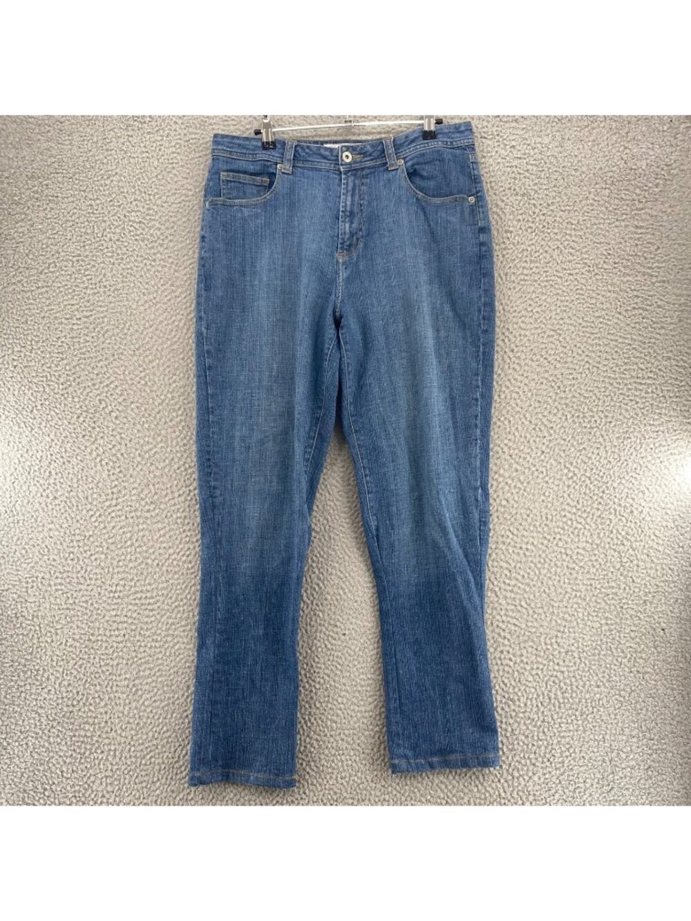Chicos Jeans Womens 1.5 US 10 Platinum Facet Blue Cotton Denim High Rise Pocket*